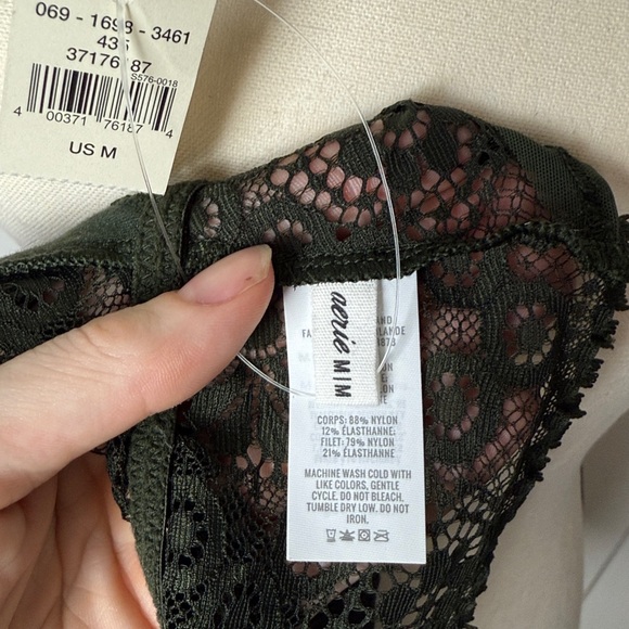 NWT aerie bohemian longline lace corset padded bralette medium olive green - Picture 8 of 9